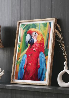Colourful macaw parrot with polygonal art design