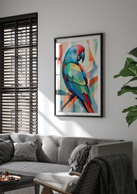 Geometric parrot in vibrant abstract art style