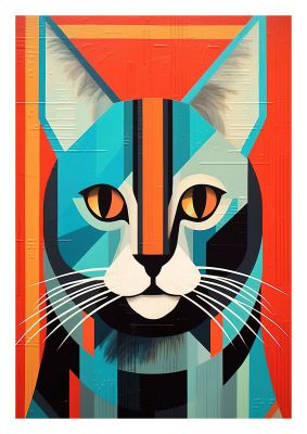 Abstract cat with bold, contrasting colours