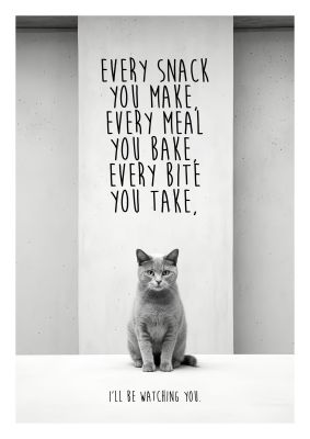 Monochrome cat portrait with witty text