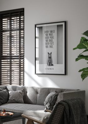 Monochrome cat portrait with witty text