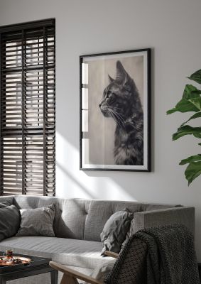Detailed cat portrait in monochrome with realistic fur textures