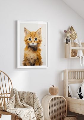 Adorable ginger kitten with large eyes