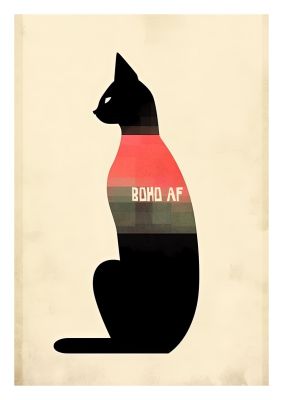 Boho style cat illustration with modern geometric design