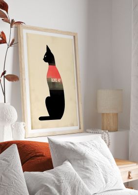 Boho style cat illustration with modern geometric design
