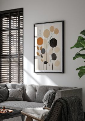 Minimalist botanical illustration with abstract leaves