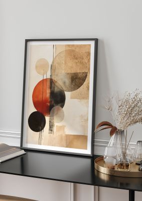 Abstract geometric art with circular shapes in earthy tones