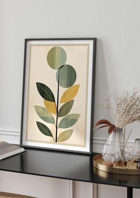 Modern botanical art with geometric elements and soft colours