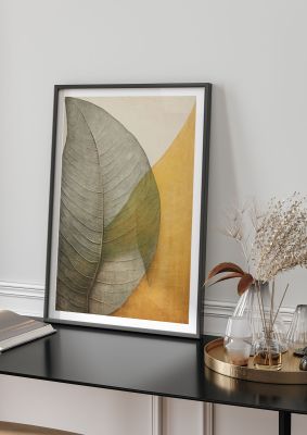 Minimalist leaf art with overlapping elements