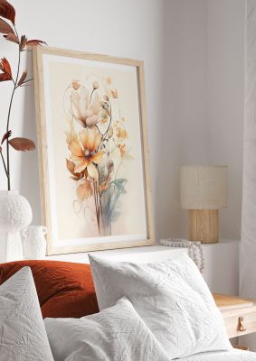 Delicate floral painting with soft tones and fine details