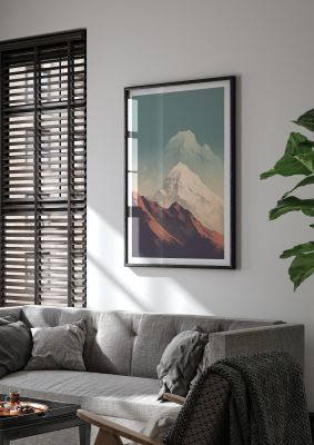 Mountain Peaks at Dawn Art Print with Soft Colour Palette