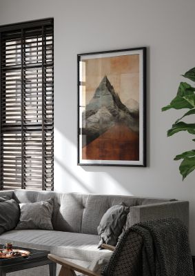 Mixed Media Mountain Art Print with Textured Layers