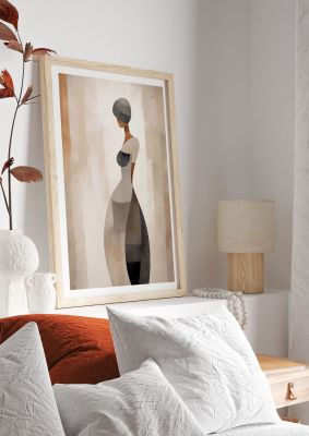 Female Silhouette Abstract Art Print in Neutral Colours