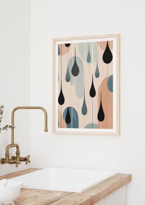 Abstract Raindrop Pattern Art Print with Earthy Tones