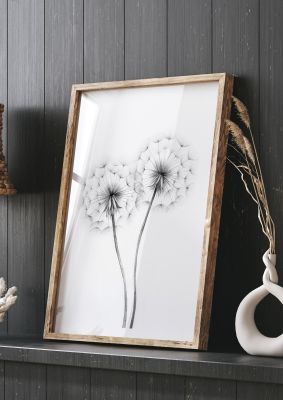 Monochrome Dandelion Seed Heads Art Print for Minimalist Decor