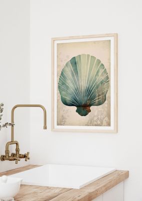 Artistic Seashell Art Print with Vintage Texture