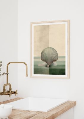 Minimalist Seashell Art Print with Soft Colours