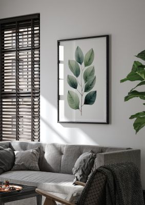 Detailed botanical illustration of green leaves in minimalist style