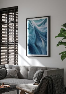 Soft blue and white fluid abstract art with smooth curves and flows