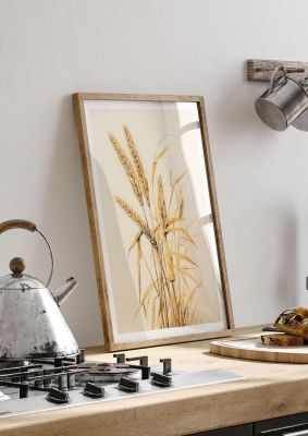 Golden wheat field illustration with detailed grain stalks