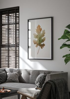 Autumn leaf illustration with gradient colours on white background