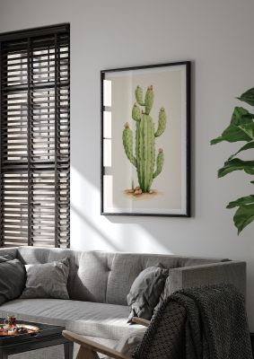Green cactus with blooming flowers illustration perfect for desert-themed decor